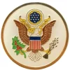 Maine Executive Desk Set; Two 4x6 Inch Flags, White Base with US Seal