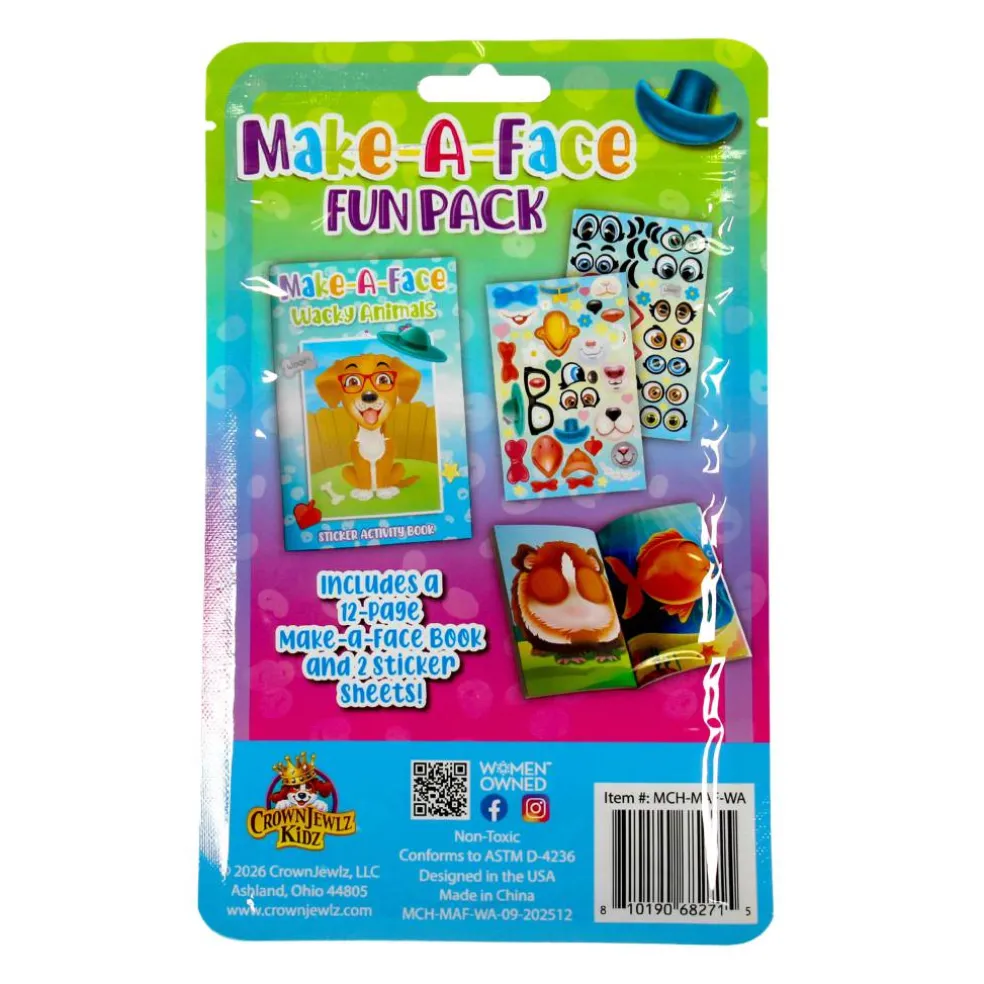 Make-A-Face Wacky Animals Sticker Activity Fun Pack