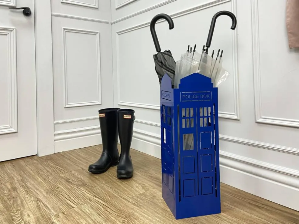 Mango Steam Police Box Blue Umbrella Stand - for Entryway & Living Room