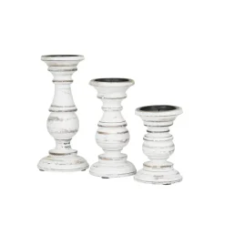 Mango Wood Traditional Candle Holder Set