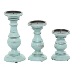 Mango Wood Traditional Candle Holder Set