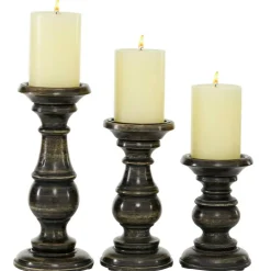 Mango Wood Traditional Candle Holder Set