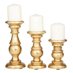 Mango Wood Traditional Candle Holder Set