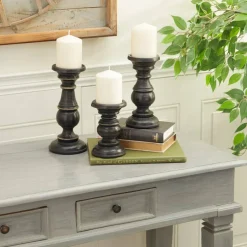 Mango Wood Traditional Candle Holder Set