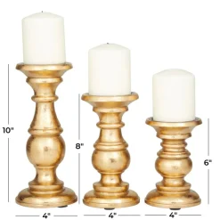 Mango Wood Traditional Candle Holder Set