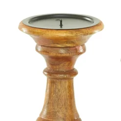 Mango Wood Traditional Candle Holder Set