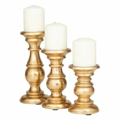 Mango Wood Traditional Candle Holder Set