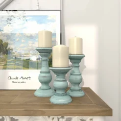 Mango Wood Traditional Candle Holder Set