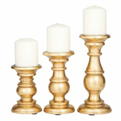 Mango Wood Traditional Candle Holder Set