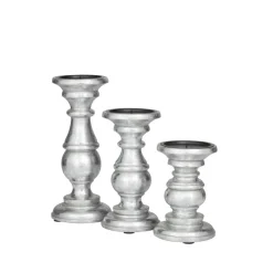 Mango Wood Traditional Candle Holder Set