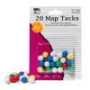Map Tacks, 3/8 Inch Head, Assorted Colors, 20 Per Pack, 12 Packs