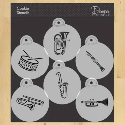 Marching Band Instruments Cookie Stencil | C953 by Designer Stencils | Cookie Decorating Tools |