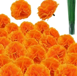 Marigold Flowers Artificial(Orange 80)7"D x 7"W x 3"H