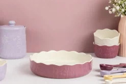 Mason Cash In The Meadow Pie Dish with Embossed Floral Design, Pink