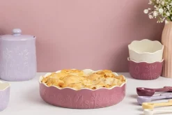 Mason Cash In The Meadow Pie Dish with Embossed Floral Design, Pink