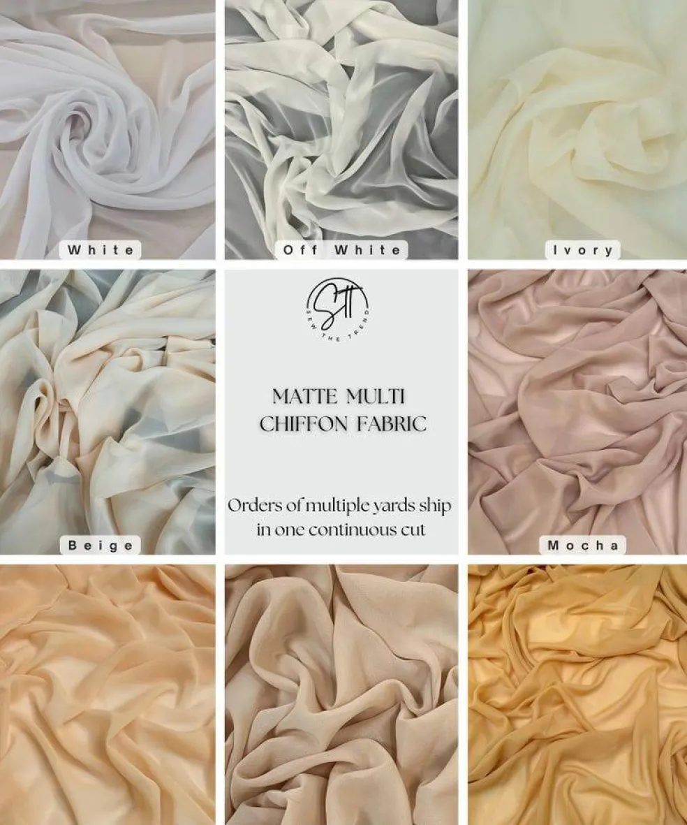 Matte Chiffon Fabric by the Yard, 58" Wide Lightweight Sheer Draping Fabric for Chuppah, Wedding Arch, Table Runner