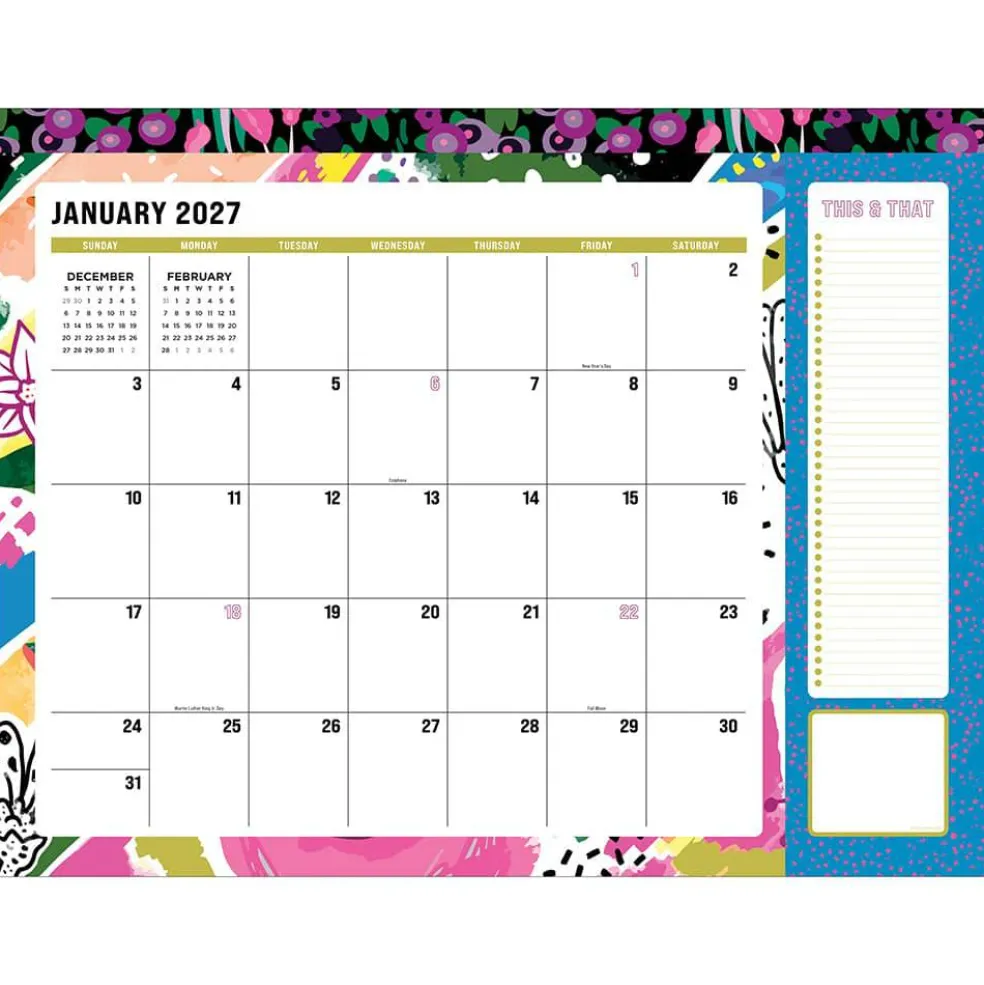 2027 Maximal Mirage Large Desk Pad Monthly Blotter Calendar