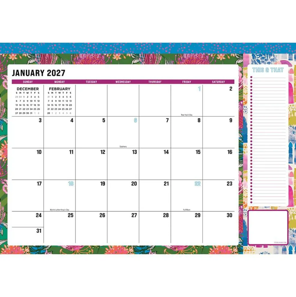 2027 Maximal Mirage Medium Desk Pad Monthly Blotter Calendar