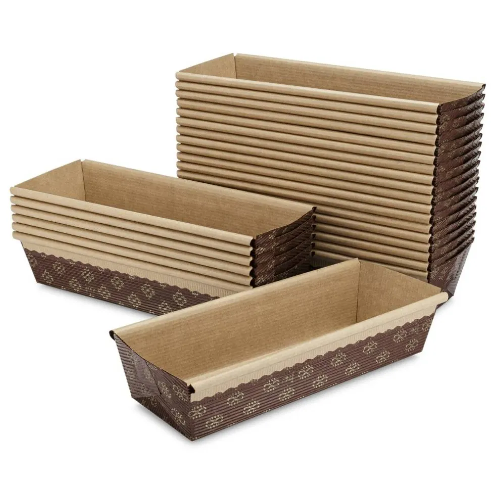 Medium Paper Baking Loaf Pan 25-Pack, 8 x 2.5 x 2 Inches