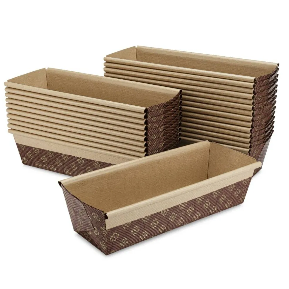 Medium Paper Baking Loaf Pan 25-Pack, 8 x 2.5 x 2 Inches