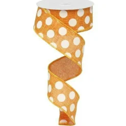 1.5" Medium Polka Dots Canvas Ribbon: Orange (10 Yards)