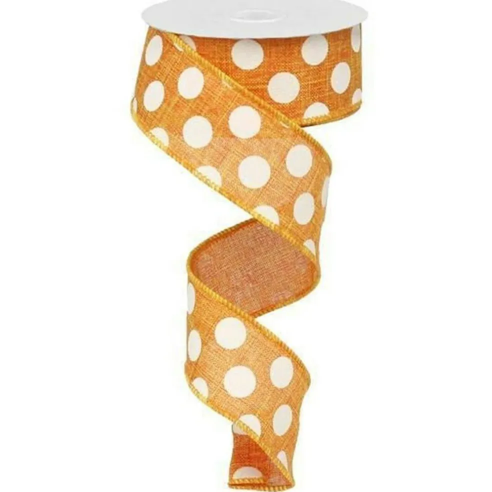 1.5" Medium Polka Dots Canvas Ribbon: Orange (10 Yards)
