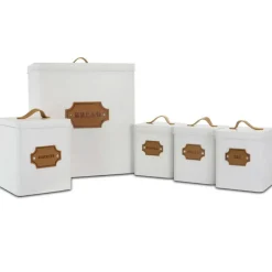 MegaChef Kitchen Food Storage & Organization White 5-Piece Canister Set