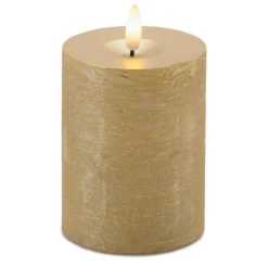 Melrose Metallic Gold FIA WICK LED Pillar Candles, 2ct.