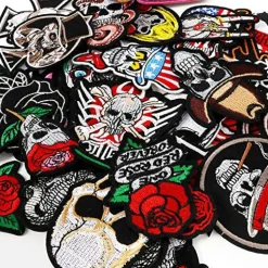Meneng Embroidered Patches Iron-on Appliques: 30pcs Assorted Cool Punk Embroidery Sew-on Patch for Jackets Clothing