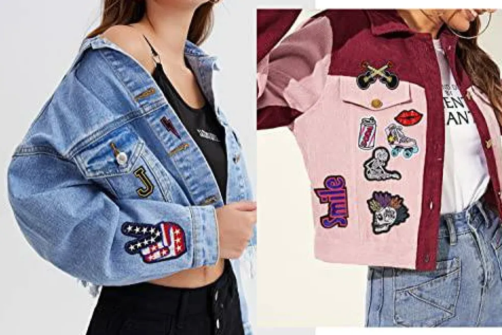 Meneng Embroidered Patches Iron-on Appliques: 30pcs Assorted Cool Punk Embroidery Sew-on Patch for Jackets Clothing