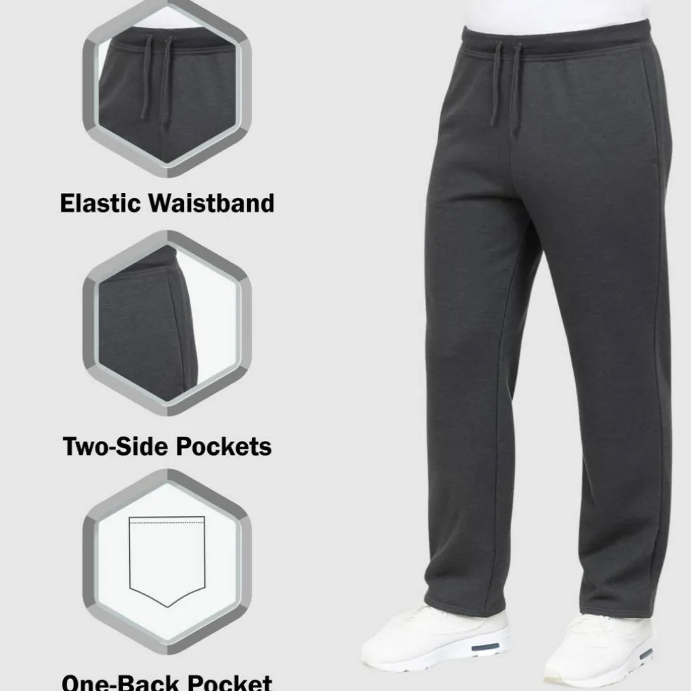 Mens Regular Fit Open Bottom Fleece Jogger Sweatpants (S-3XL)