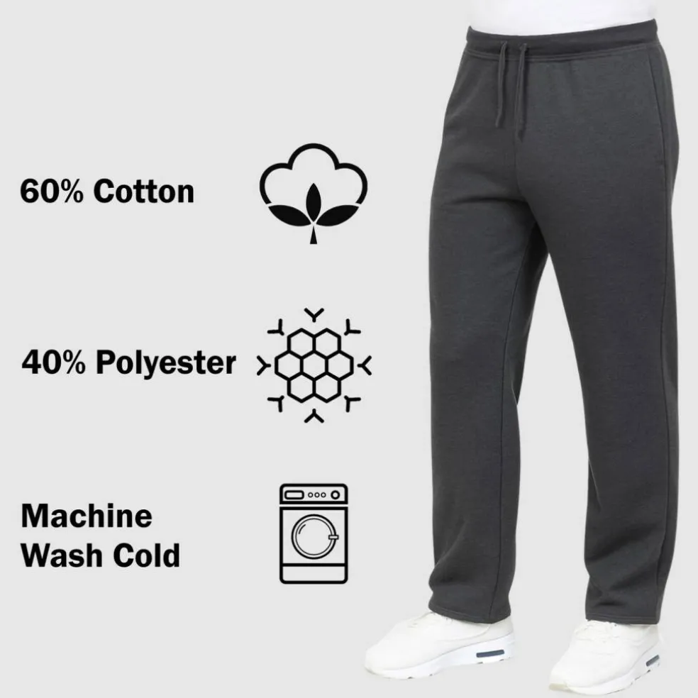 Mens Regular Fit Open Bottom Fleece Jogger Sweatpants (S-3XL)