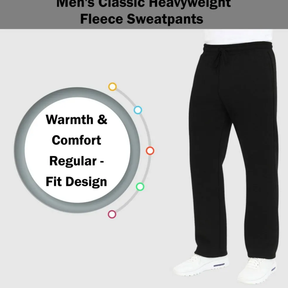 Mens Regular Fit Open Bottom Fleece Jogger Sweatpants (S-3XL)