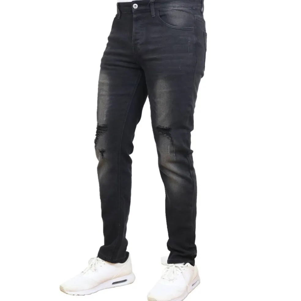 Men's Stretch Ripped Jeans - Denim Look with Flexibility & Comfort (Sizes: 30-42)