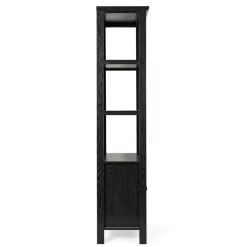 Merrick Lane Omaha Modern Farmhouse Storage Cabinet Bookcase, Glass Doors and Open Shelves
