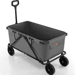 Metal Folding Utility Wagon Cart with Adjustable Handle and Wheels