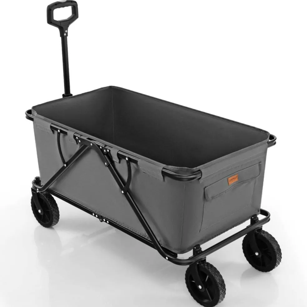 Metal Folding Utility Wagon Cart with Adjustable Handle and Wheels