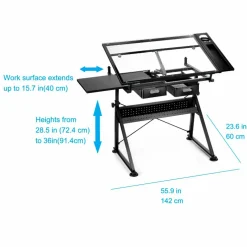 Metal & Glass Artist Table by Artist's Loft®