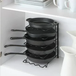 Metal Heavy Duty Kitchen Countertop Cabinet Pantry Pan, Pot Lid, and Pot Organizer Rack Holder