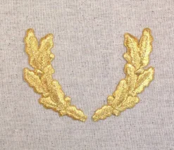 Metallic Gold, Oak Leaves, Embroidered, Iron on Patch