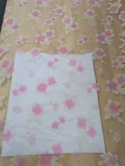 Metallic Gold & Pink Floral White Organza Fabric – 58/59