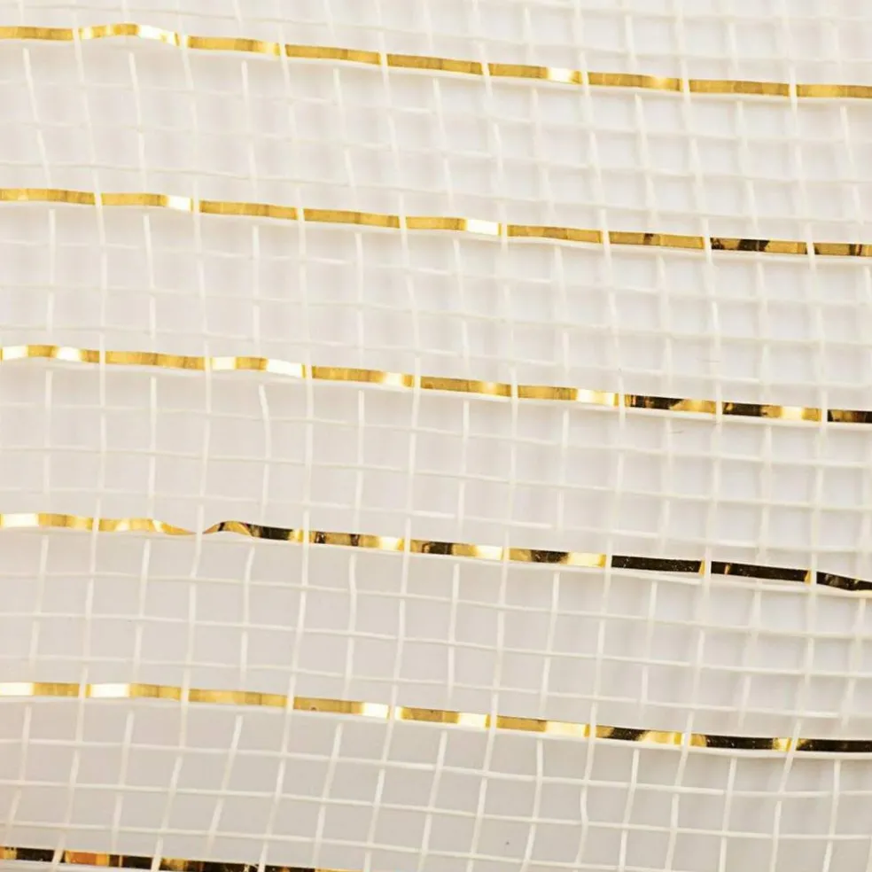 10" Metallic Poly Deco Mesh Ribbon: Cream (10 Yards)