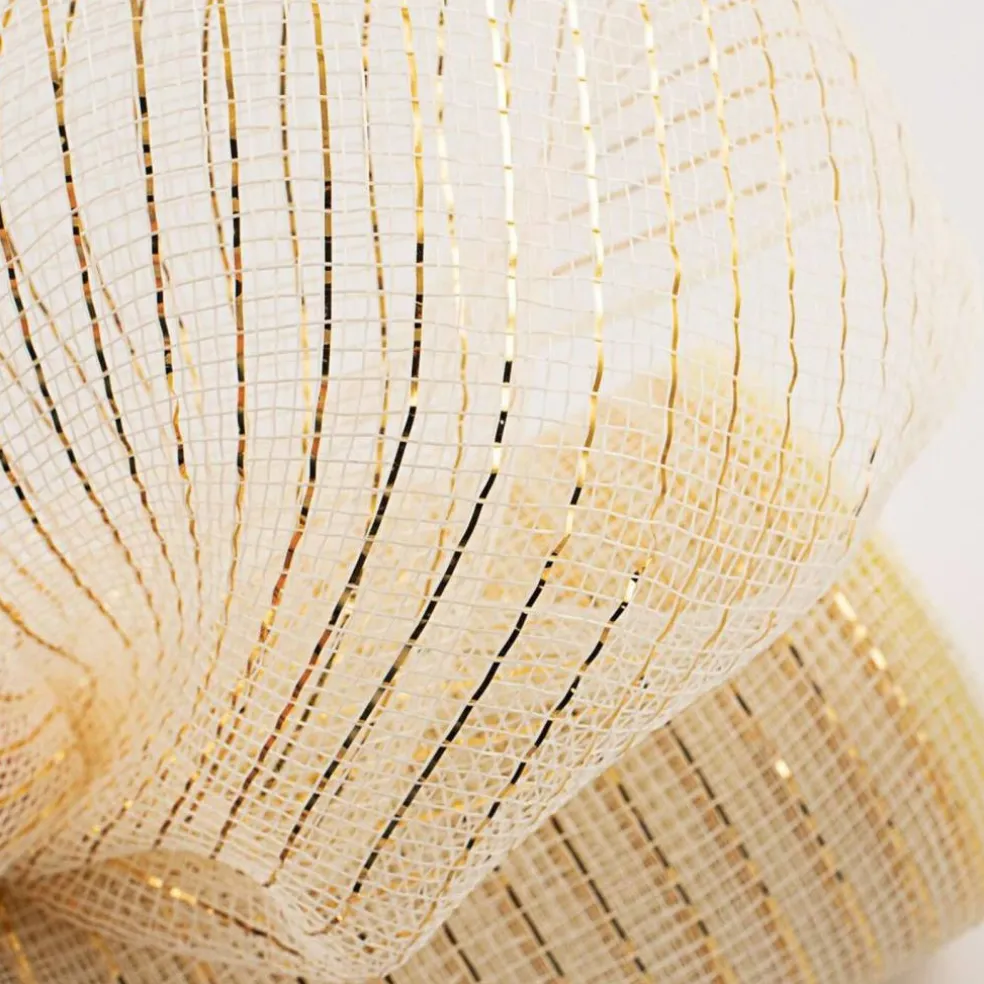 10" Metallic Poly Deco Mesh Ribbon: Cream (10 Yards)