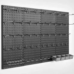 Metal Pegboard Panels 4 Pack Heavy Duty Wall Organizer with Accessories