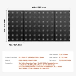 Metal Pegboard Panels 4 Pack Heavy Duty Wall Organizer with Accessories