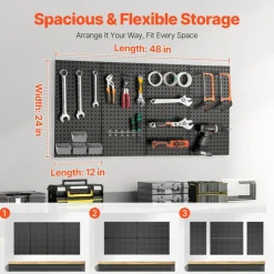 Metal Pegboard Panels 4 Pack Heavy Duty Wall Organizer with Accessories