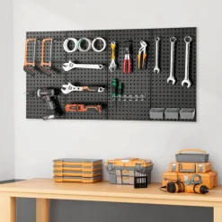 Metal Pegboard Panels 4 Pack Heavy Duty Wall Organizer with Accessories