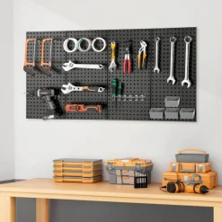 Metal Pegboard Panels 4 Pack Heavy Duty Wall Organizer with Accessories