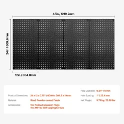 Metal Pegboard Panels 4 Pack Heavy Duty Wall Organizer with Accessories