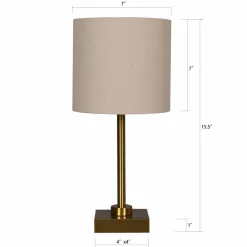 15.5" Metal Table Lamp with Natural Fabric Shade by Ashland®